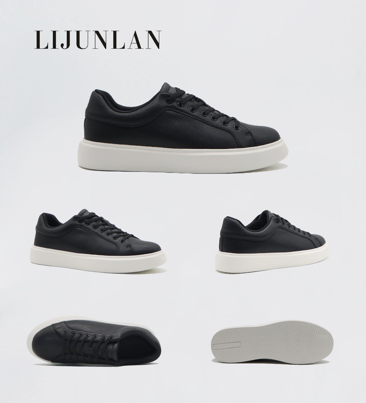 LIJUNLAN Casual men shoes black