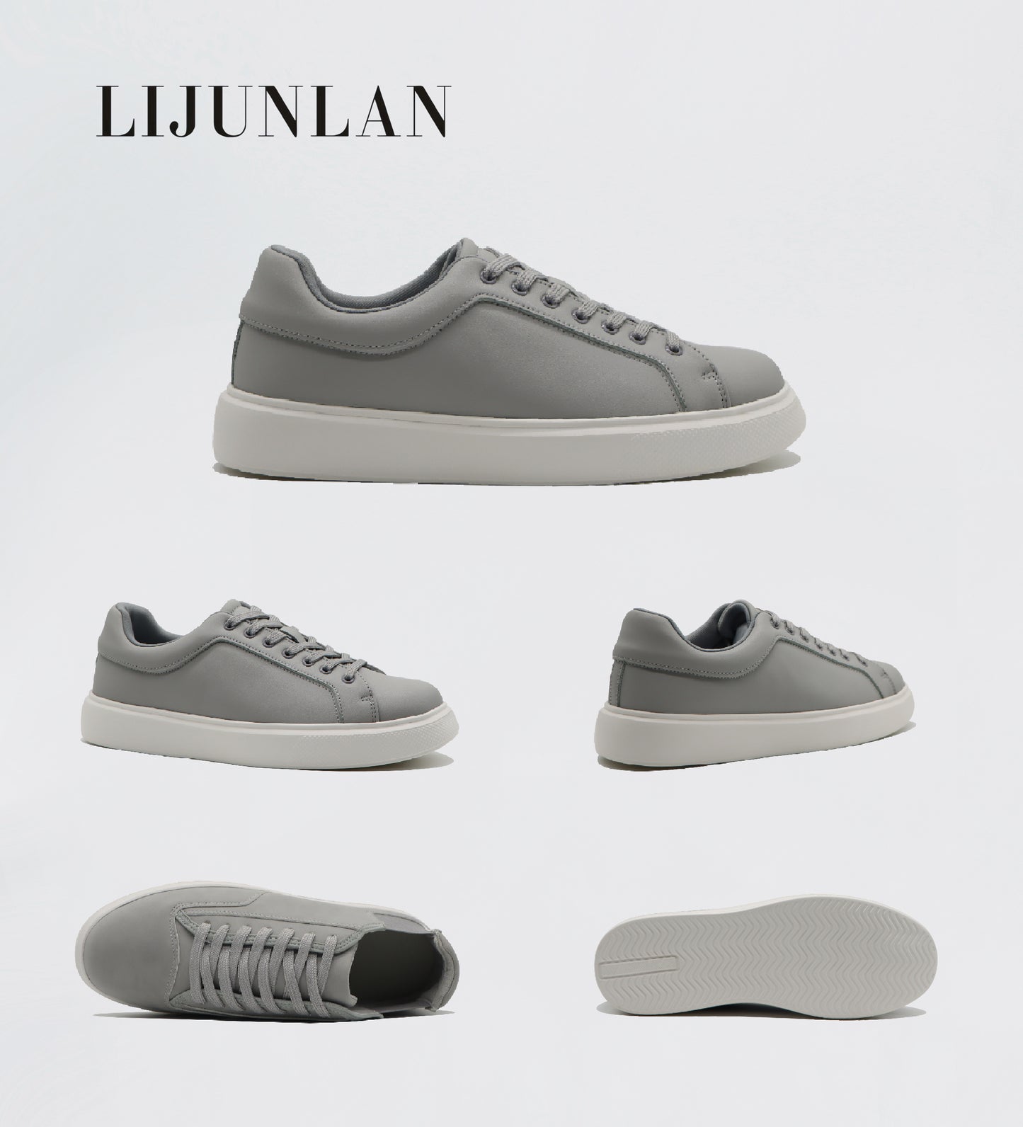 LIJUNLAN Casual men shoes Grey