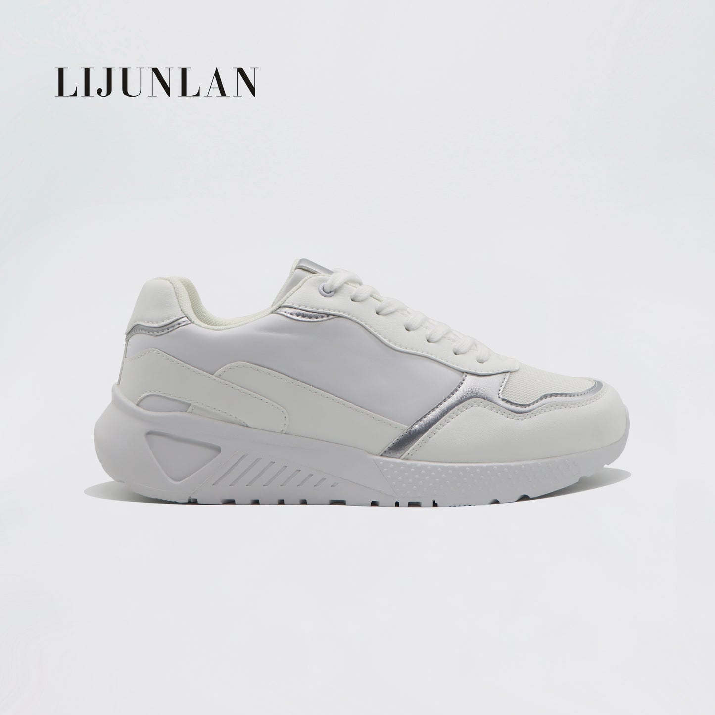 LIJUNLAN Silver color blocked fashionable sports shoes