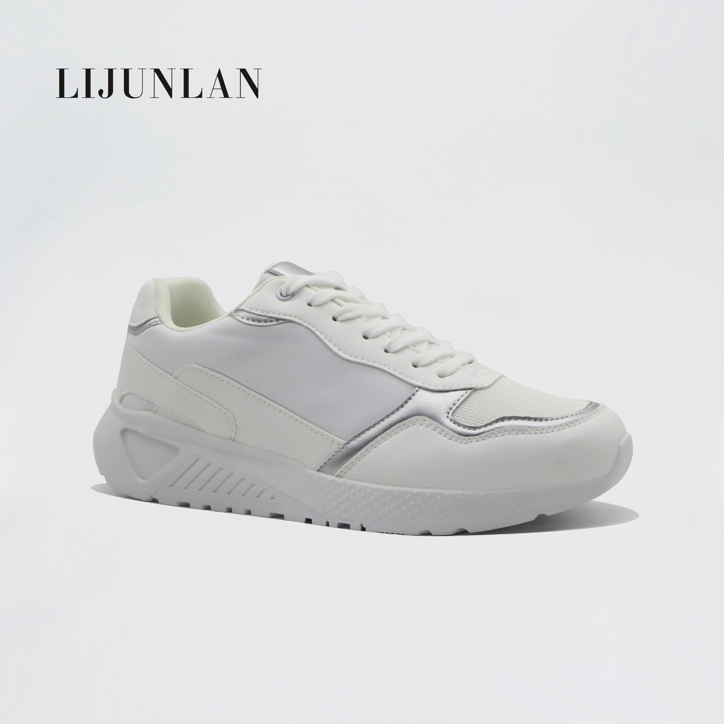 LIJUNLAN Silver color blocked fashionable sports shoes