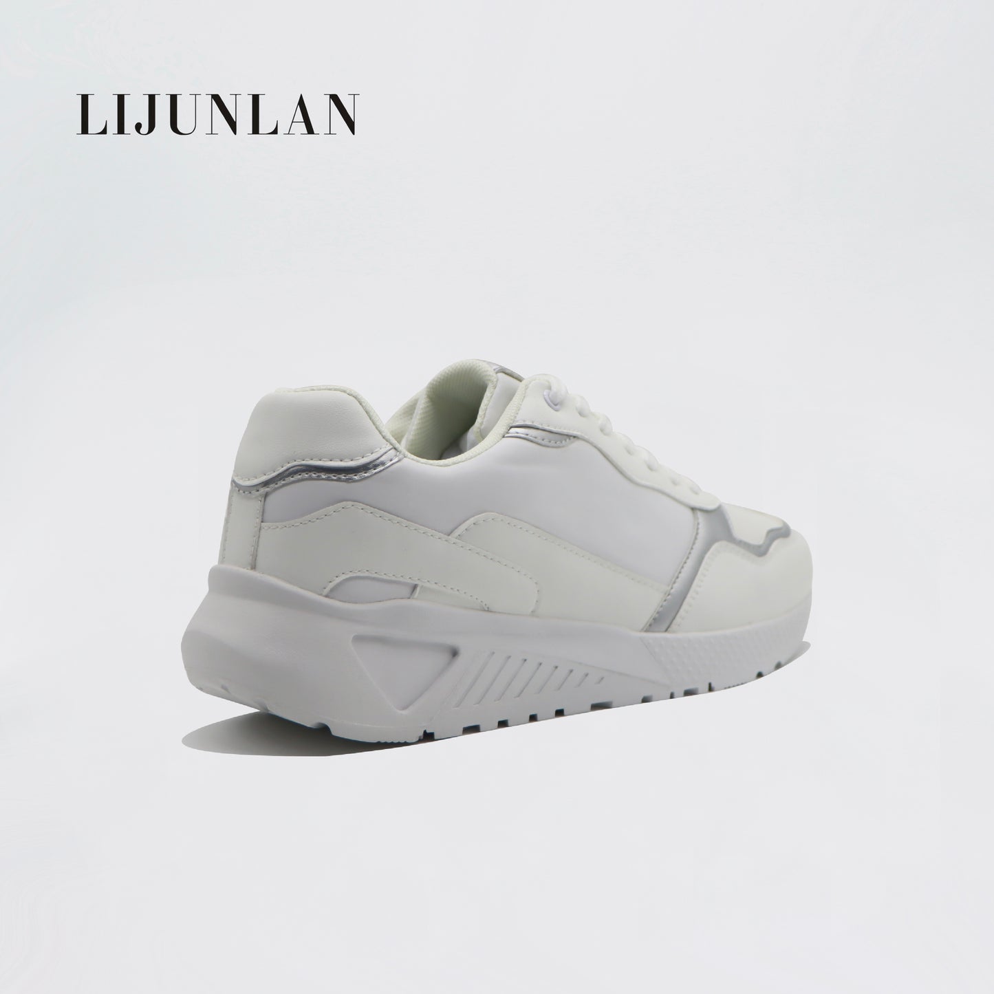 LIJUNLAN Silver color blocked fashionable sports shoes