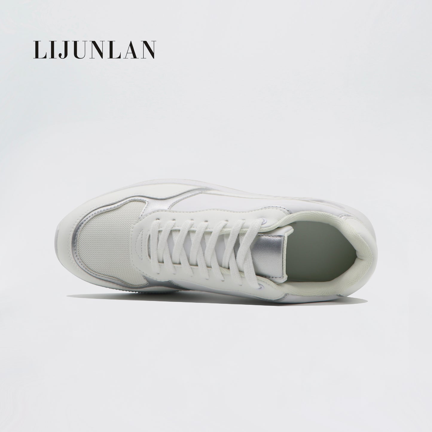 LIJUNLAN Silver color blocked fashionable sports shoes