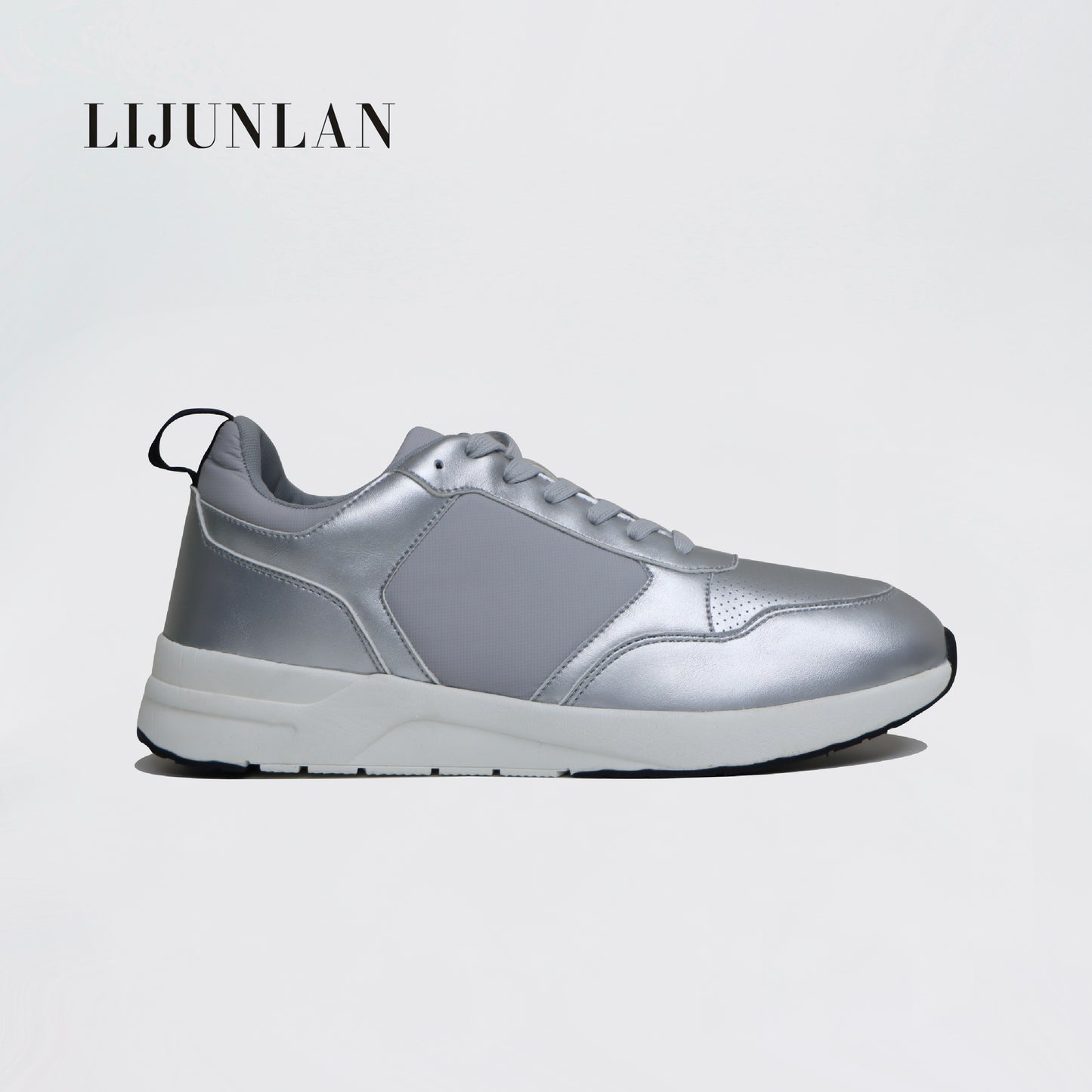 LIJUNLAN Silver fashionable men's shoes