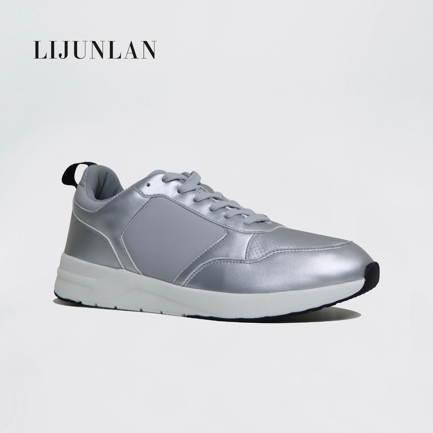 LIJUNLAN Silver fashionable men's shoes