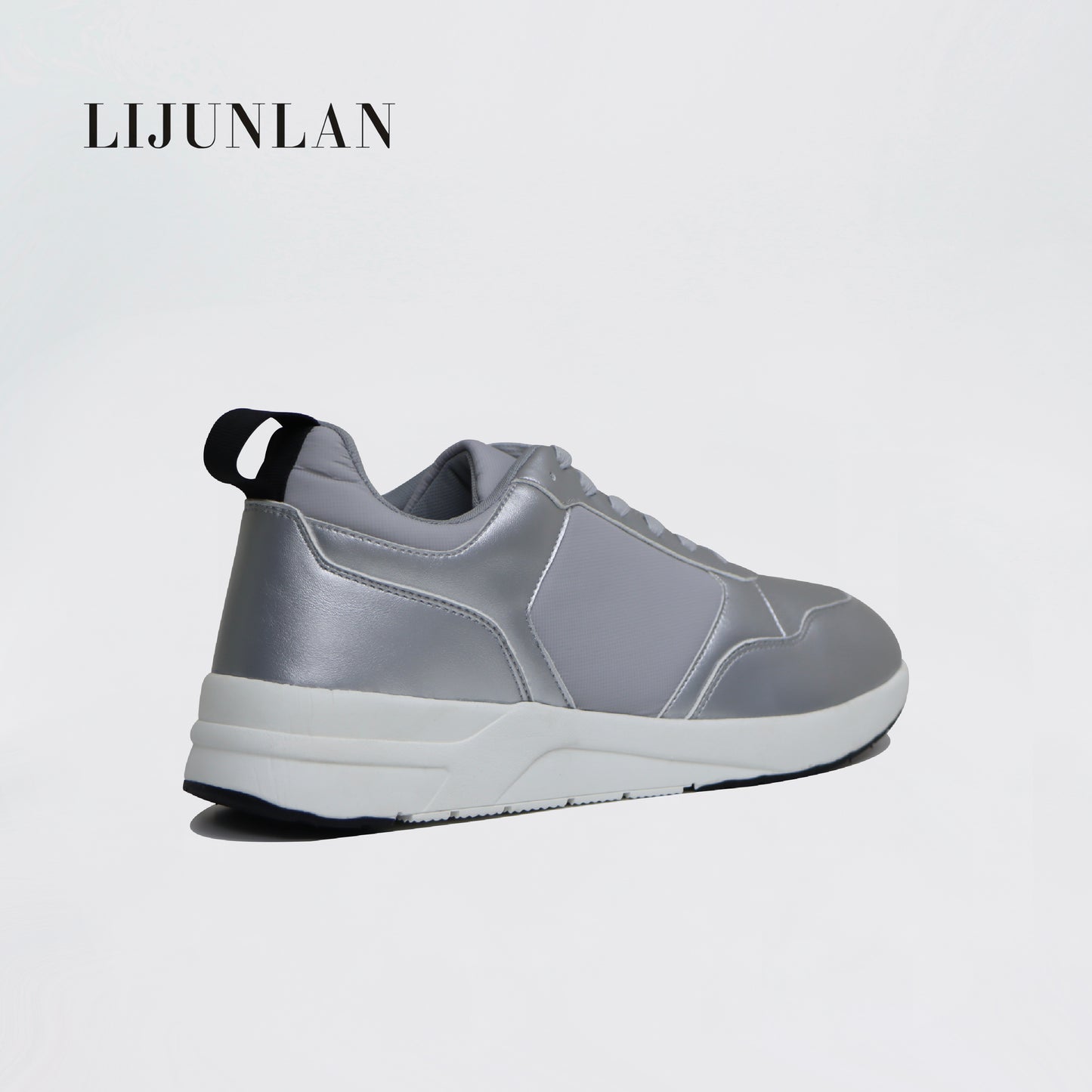 LIJUNLAN Silver fashionable men's shoes