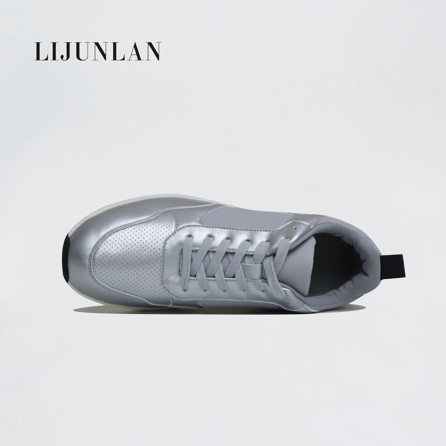 LIJUNLAN Silver fashionable men's shoes