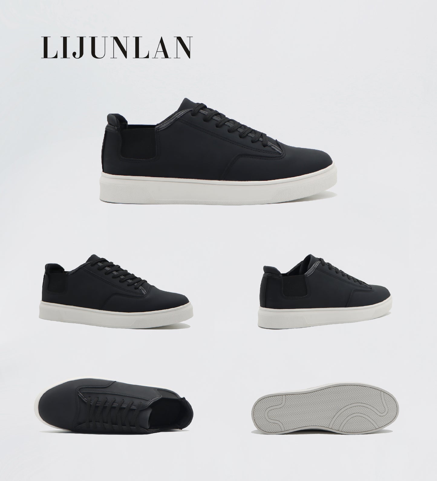 LIJUNLAN Black Daily casual skateboard shoes