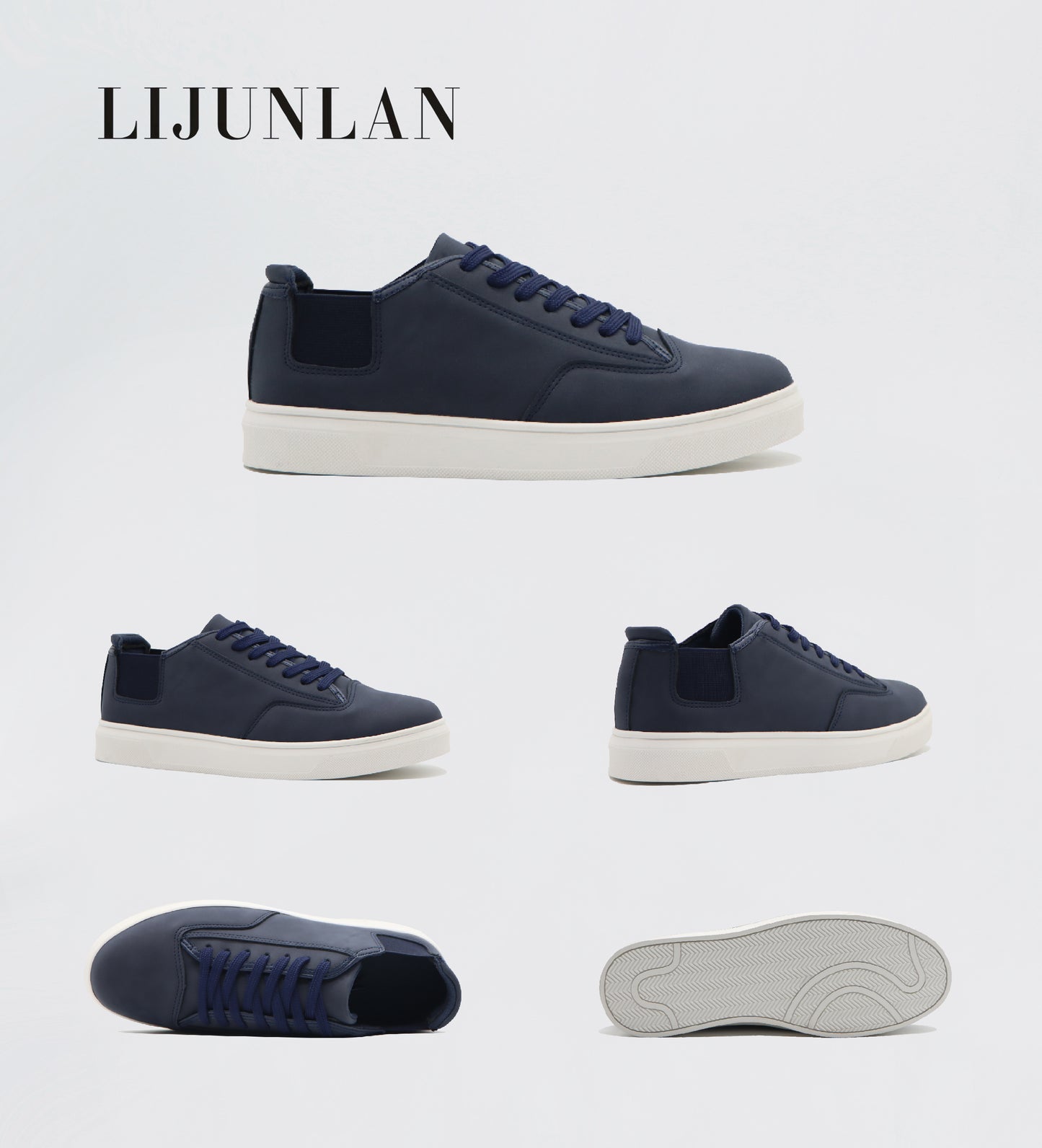 LIJUNLAN Navy casual shoes for men