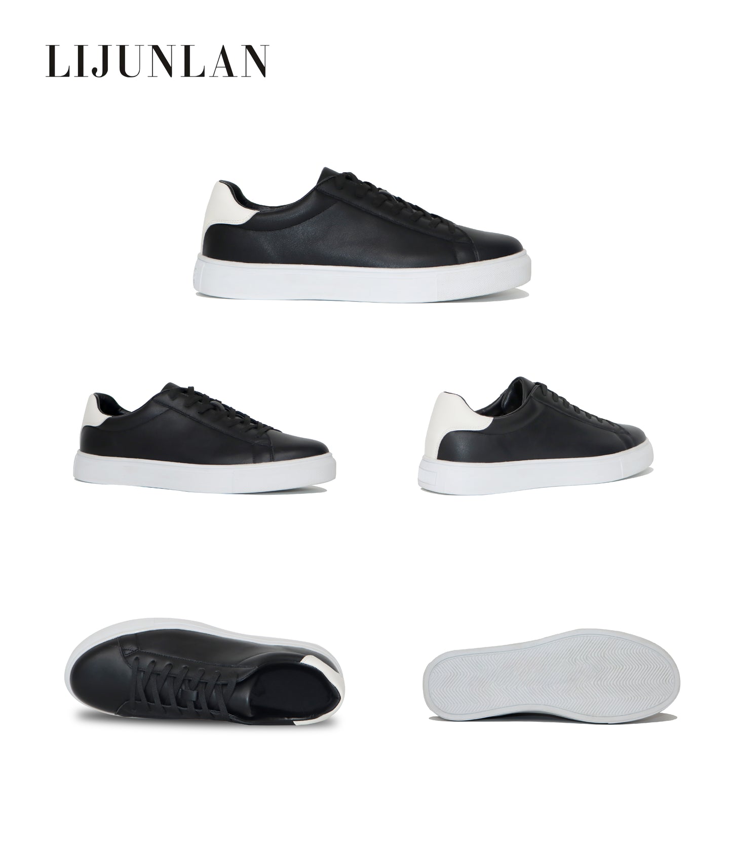 LIJUNLAN Black and White leisure men shoes